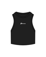 The Ribbed Crop Tank - Black - Blenders - Center Chest - Embroidered - White