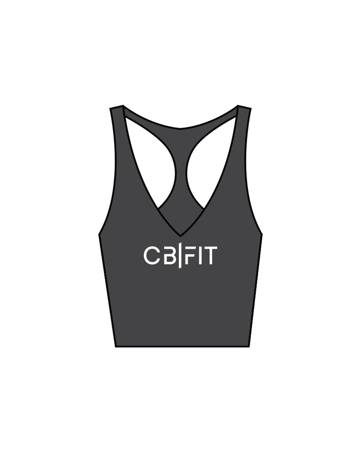 The Racer Tank - Pebble - CB Fit - Center Chest & Back Center - White