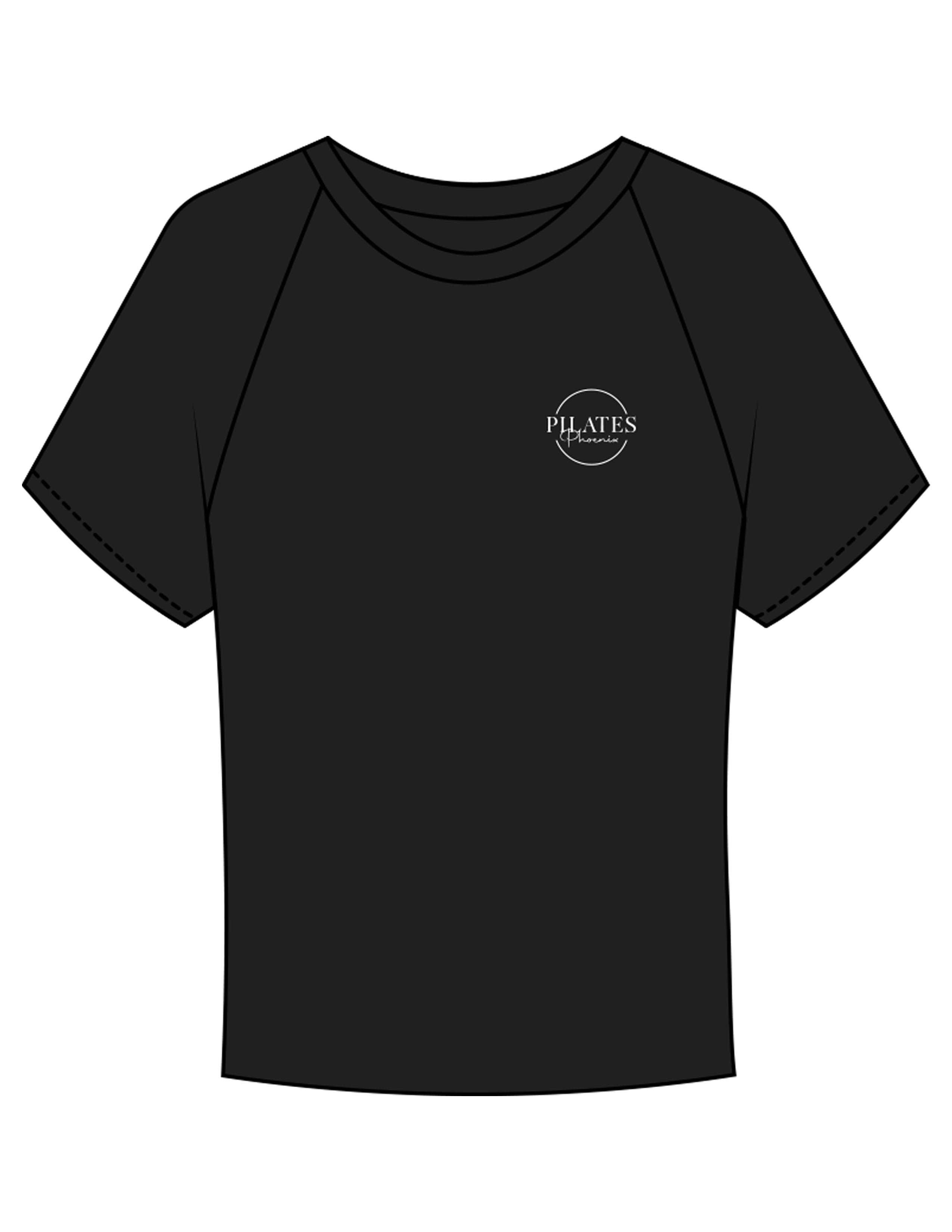 The Micro Rib Baby Tee - Black - Pilates Phoenix - Left Chest - Printed - White