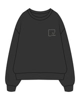 The Mens Crewneck - Washed Black - Slo x Form - Left Chest - Printed - Washed Bone