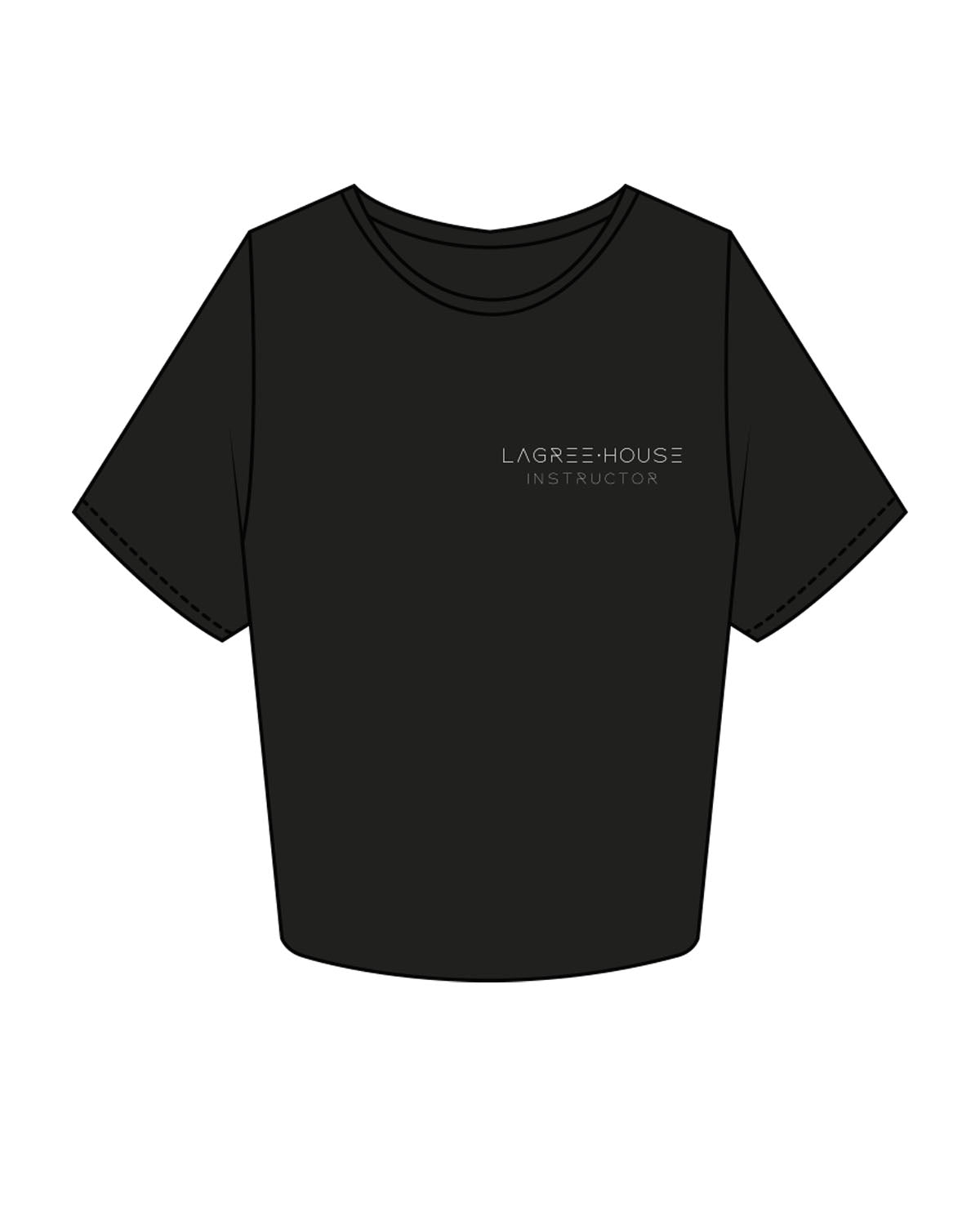 The Crop Tee - Black - Lagree House - Left Chest Stacked & Back Neckline - Instructor - White