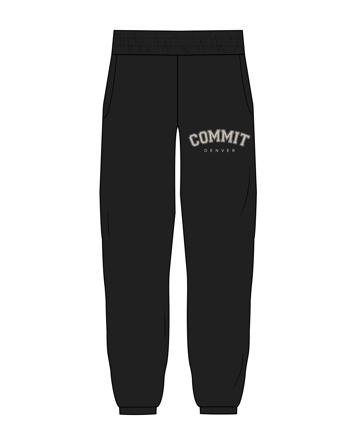 Commit Fitness - Womens Sweatpants - Black on Black