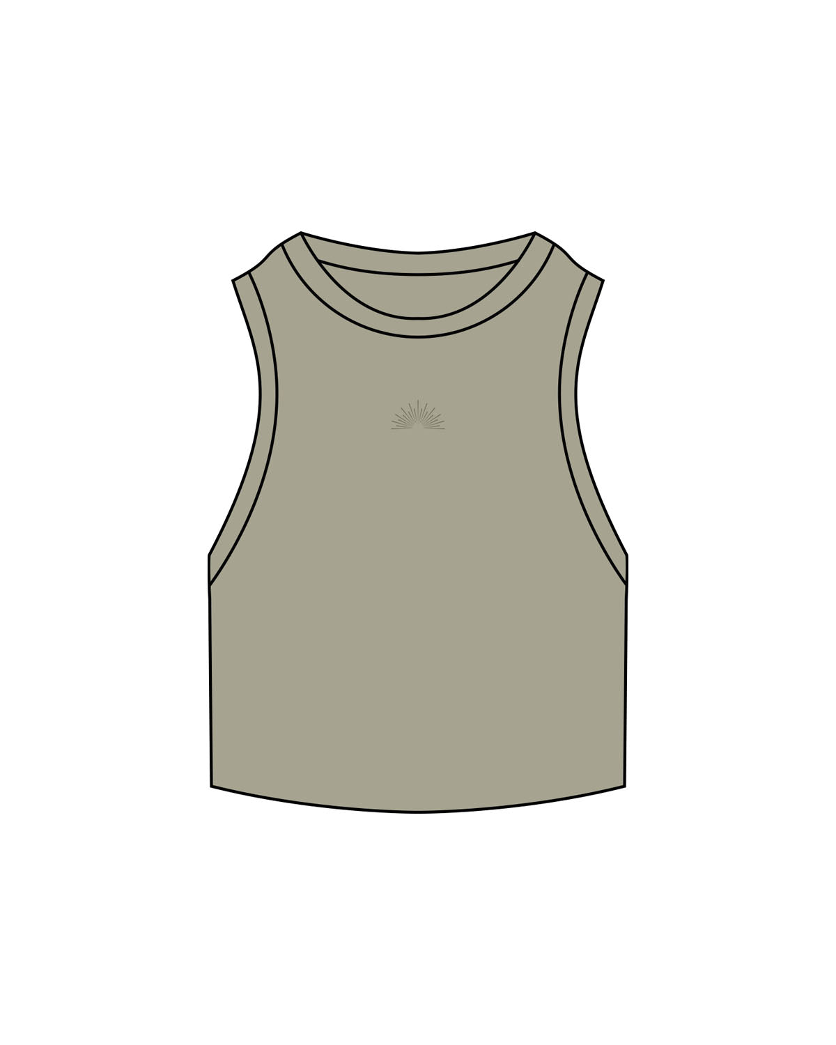 The Ribbed Crop Tank - Eucalyptus - Align Pilates - Center Chest - Embroidered - Tone on Tone