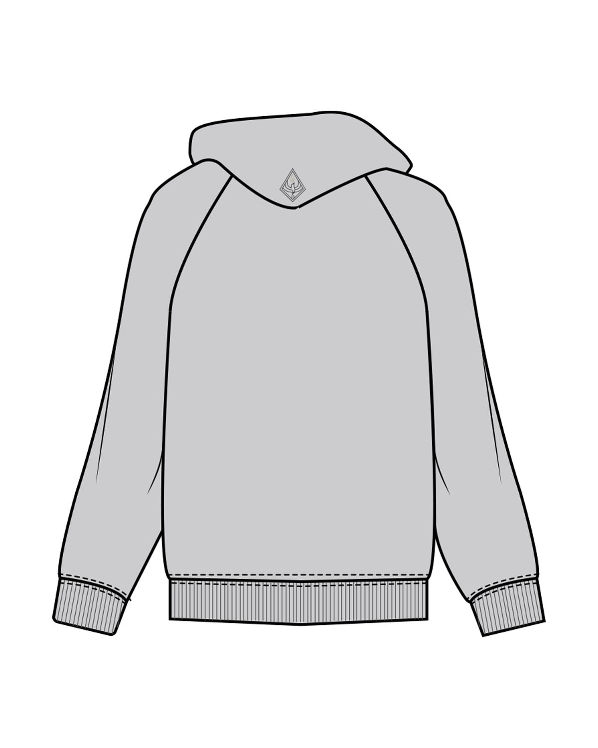 The Womens Hoodie - Storm - Uprise Hot Yoga - Left Chest Stacked - Hoodie - Printed - Washed Black