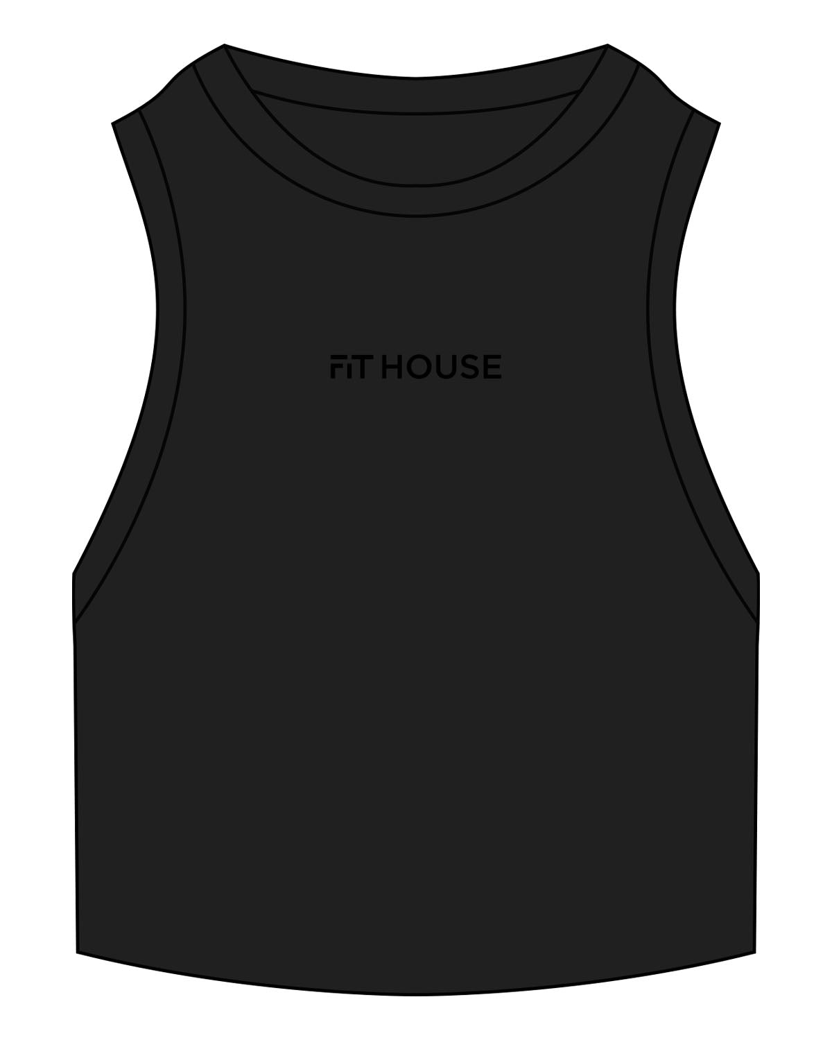 The Ribbed Crop Tank - Black - Fit House - Center Chest - Embroidered - Tone on Tone