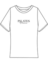 The Baby Tee - White - Pilates Phoenix - Center Chest Stacked & Center Back - Printed - Black