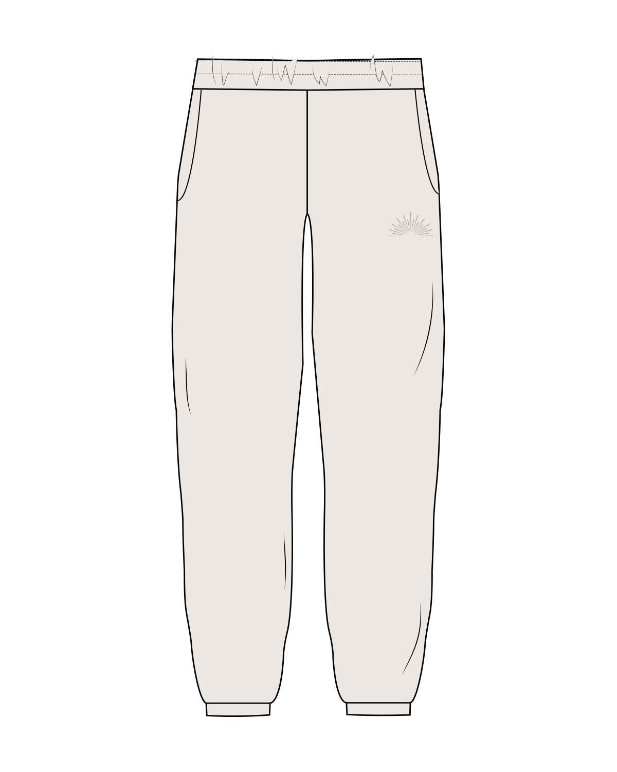 The Womens Sweatpants - Bone - Align Pilates - Left Leg - Printed - Tone on Tone
