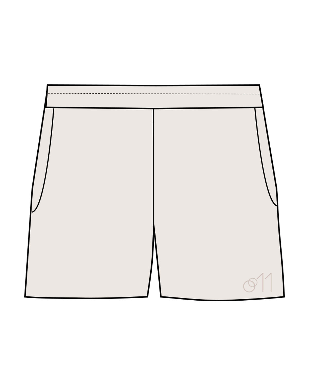 The Womens Sweat Shorts - Bone - Studio 11 - Left Leg - Embroidered - Tone on Tone
