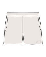 The Womens Sweat Shorts - Bone - Studio 11 - Left Leg - Embroidered - Tone on Tone