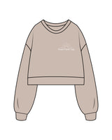 The Womens Crop Crewneck - Bone - Dawn Patrol - Left Chest & Back Center - White