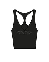 The Racer Tank - Black - Lagree House - Center Chest Stacked & Back Center - Instructor - White