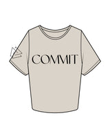 The Crop Tee - Bone - Commit Fitness - Right Sleeve & Center Chest - Black