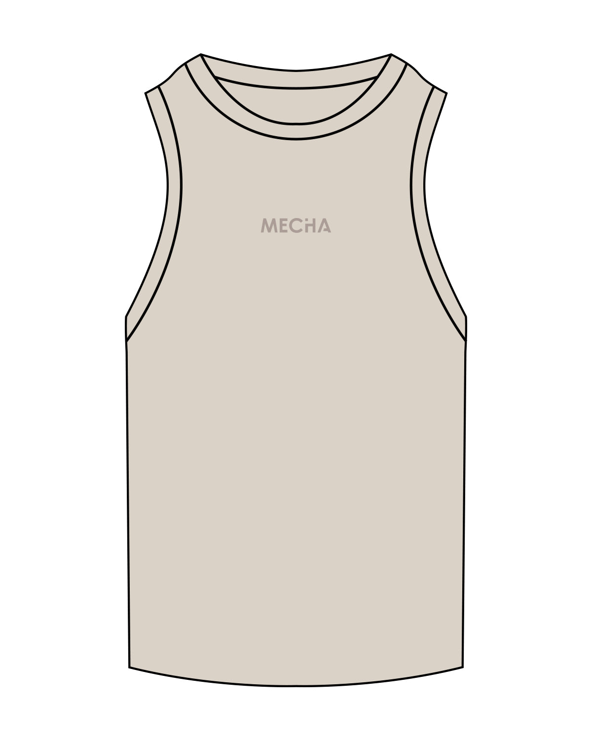The Ribbed Full Length Tank - Bone - MECHA - Center Chest - Embroidered Tone on Tone