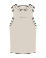 The Ribbed Full Length Tank - Bone - MECHA - Center Chest - Embroidered Tone on Tone