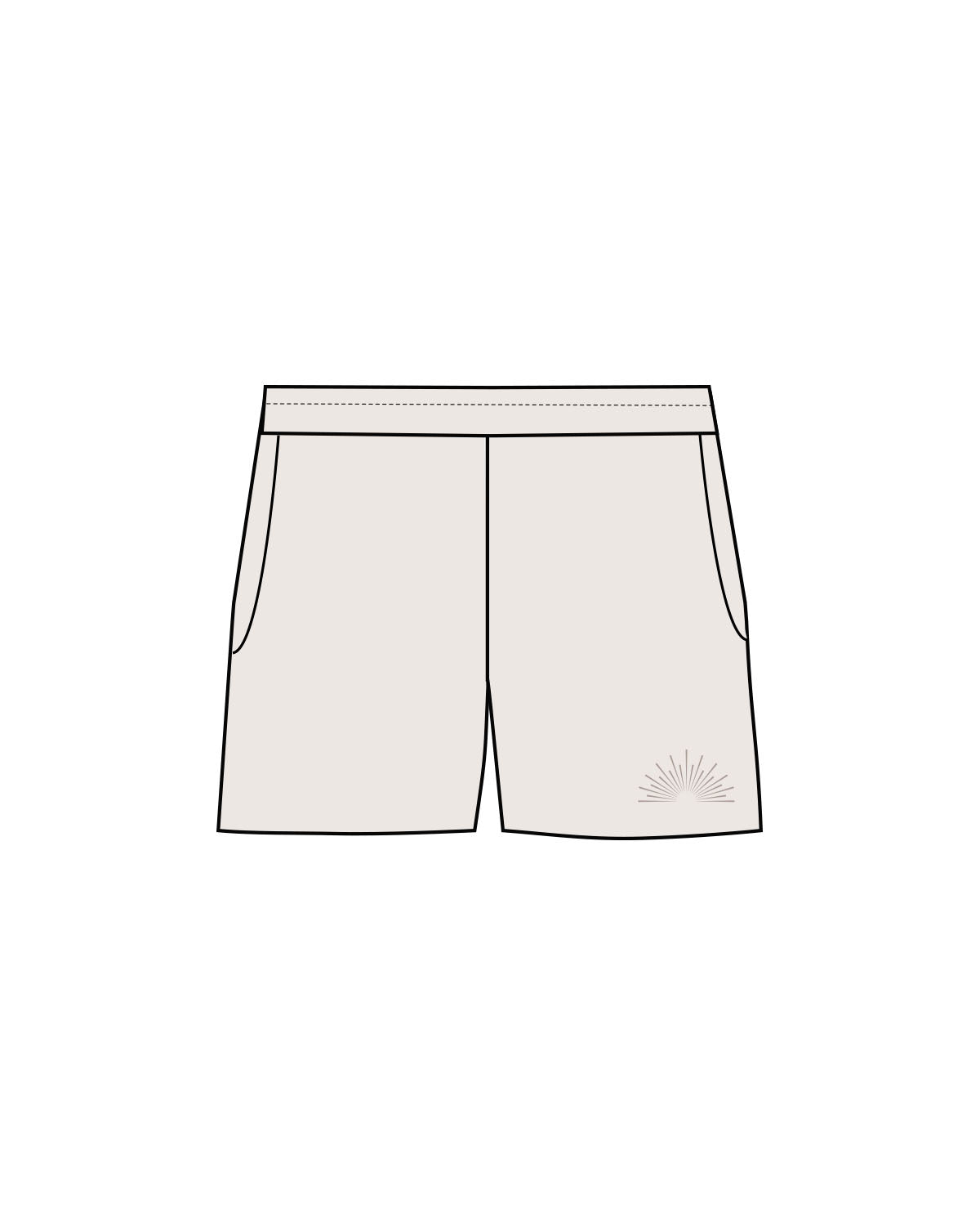 The Womens Sweat Shorts - Bone - Align Pilates - Left Leg - Embroidered - Tone on Tone