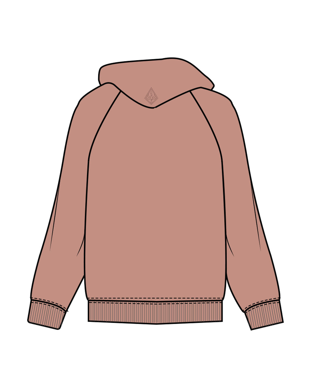 The Womens Hoodie - Clay - Uprise Hot Yoga - Left Chest Stacked - Hoodie - Printed - Tone on Tone