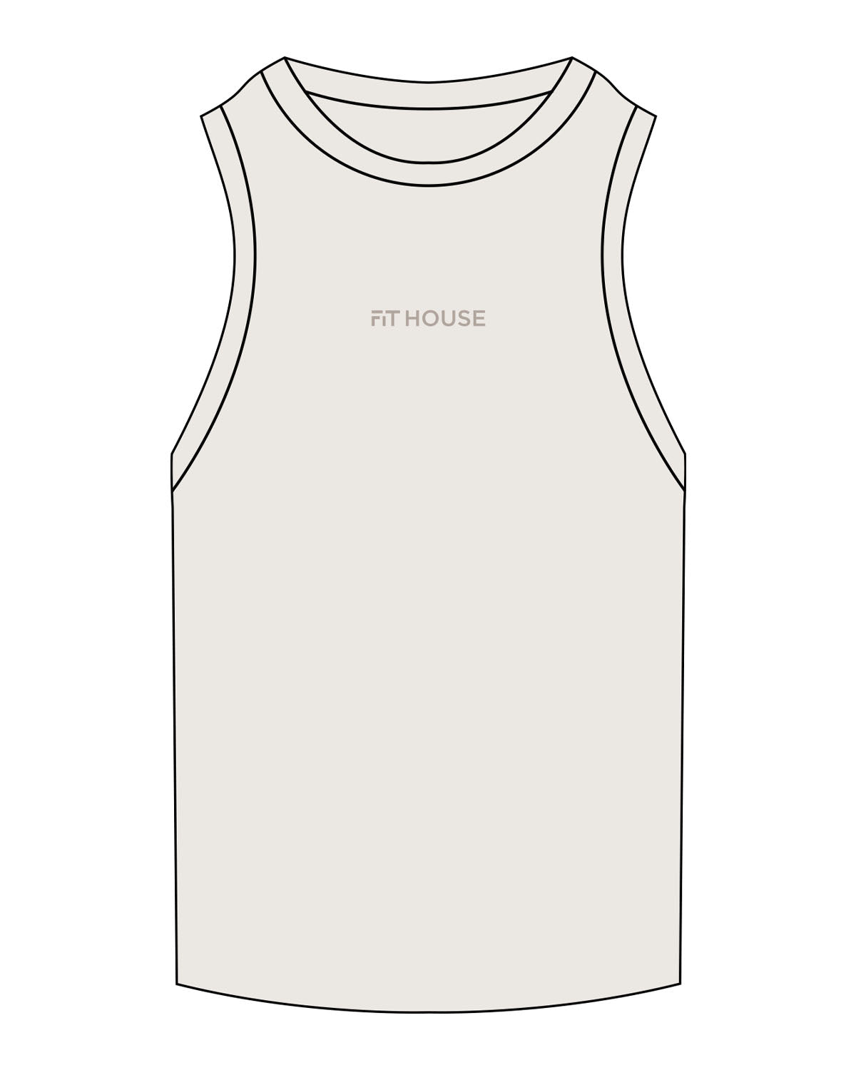 The Ribbed Full Length Tank - Bone - Fit House - Center Chest - Embroidered - Tone on Tone