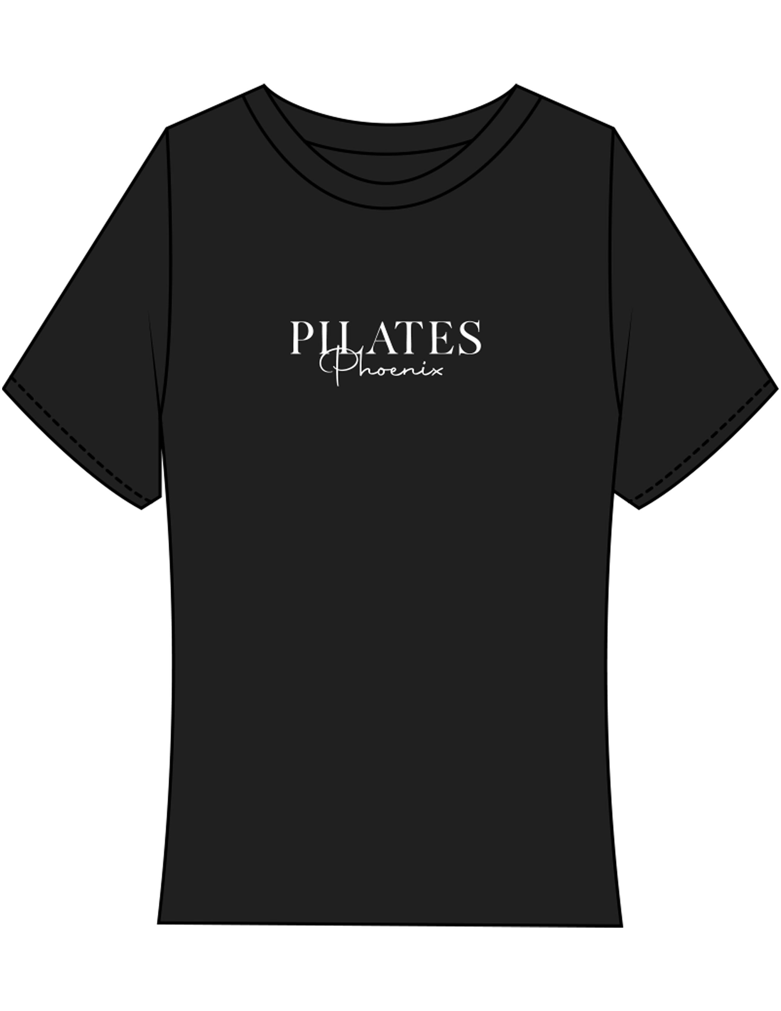 The Baby Tee - Black - Pilates Phoenix - Center Chest Stacked & Center Back - Printed - White
