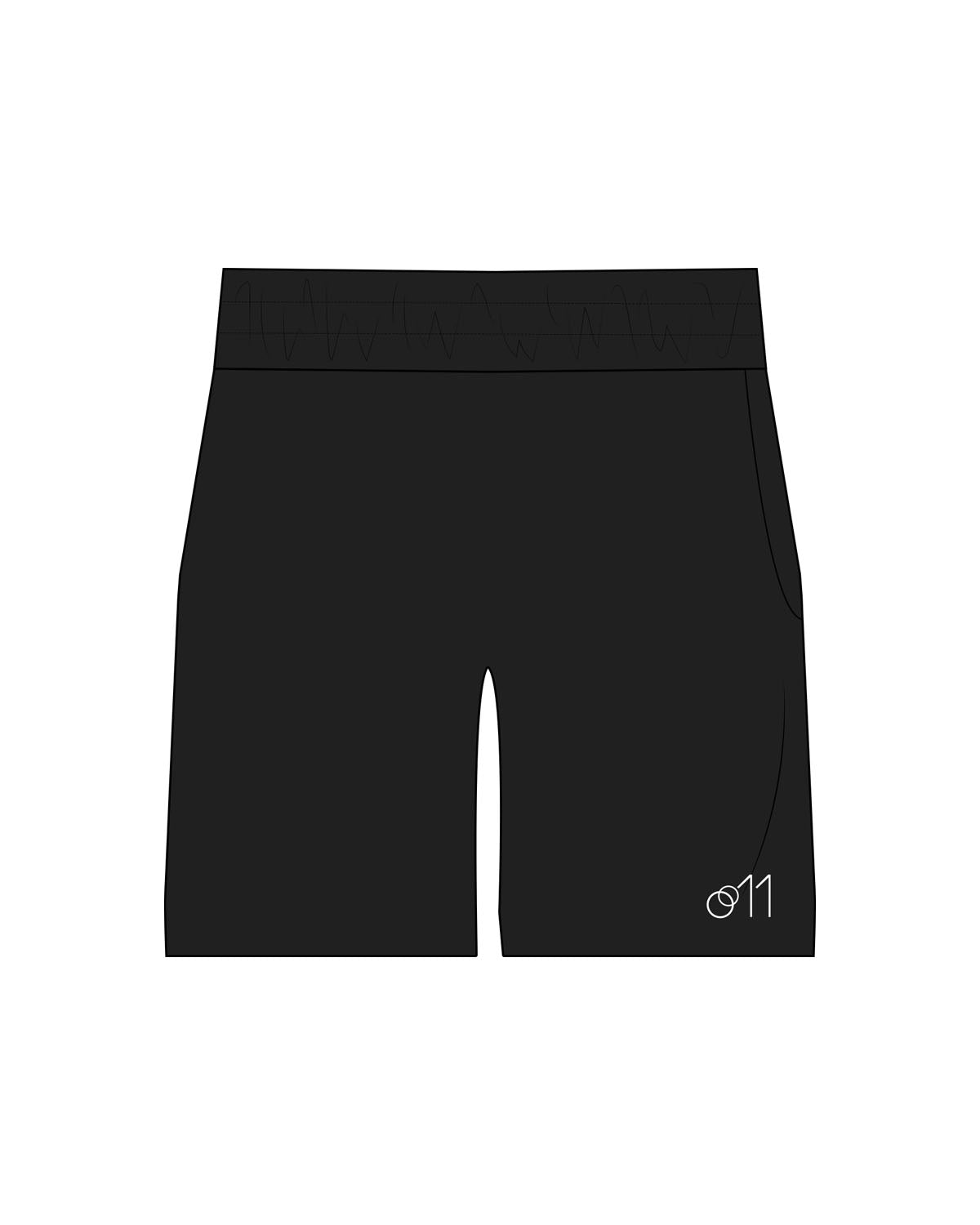 The Womens Jogger Shorts - Black - Studio 11 - Left Leg - Printed - White
