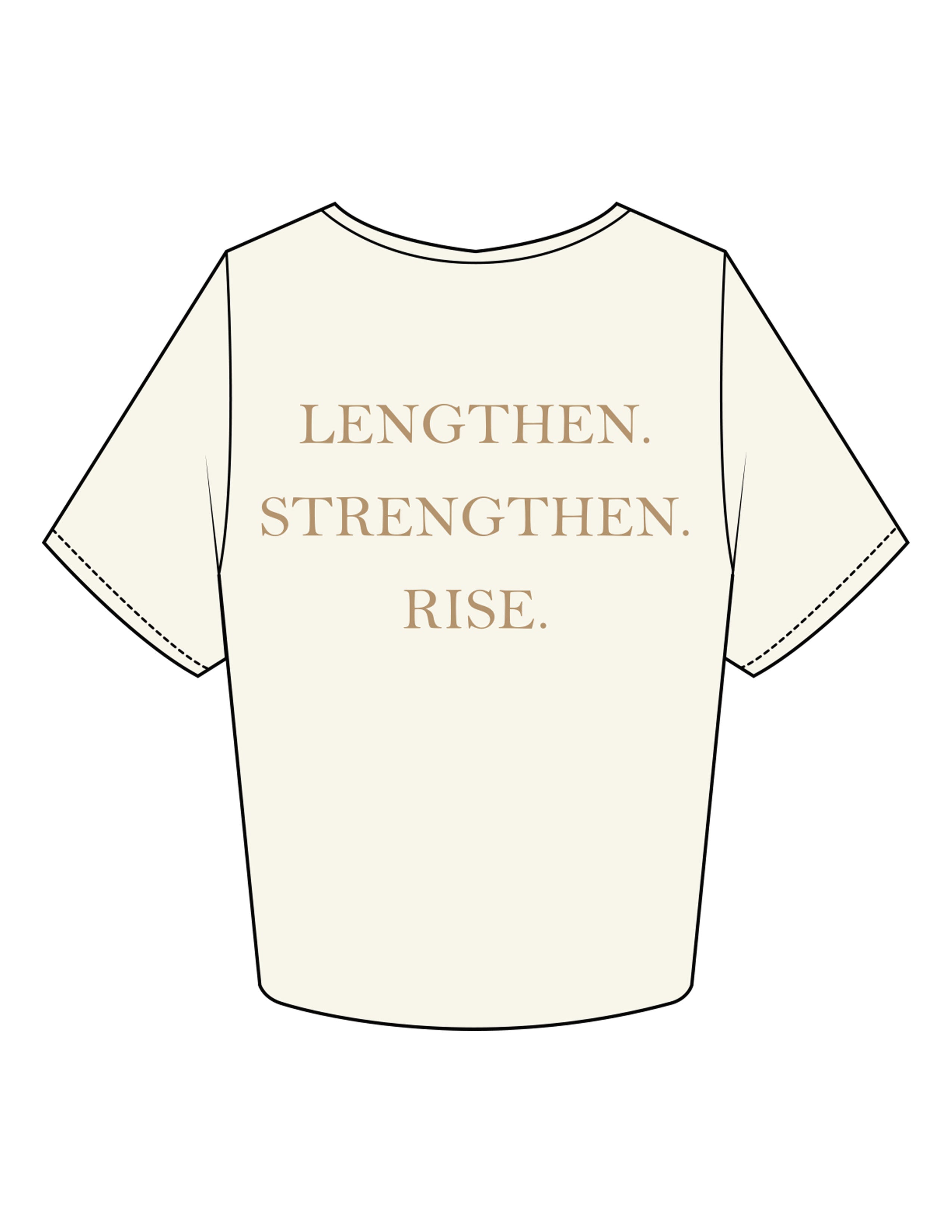 The Crop Tee - Off White - Pilates Phoenix - Left Chest & Back Stacked - Printed - Khaki