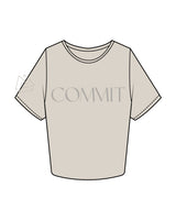 The Crop Tee - Bone - Commit Fitness - Right Sleeve & Center Chest - Tone on Tone
