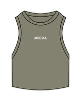 The Ribbed Crop Tank - Eucalyptus - MECHA - Center Chest - Embroidered White