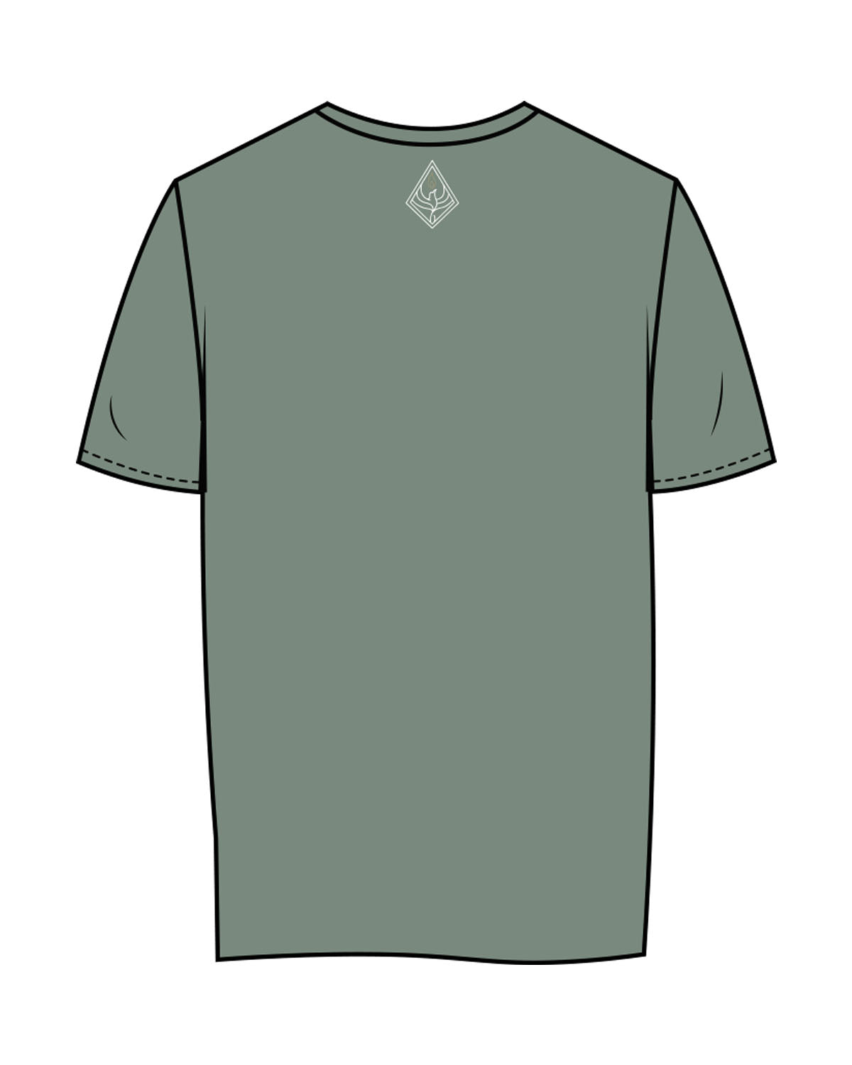 The Womens Tee - Sage - Uprise Hot Yoga - Left Chest Stacked - Back Neckline - Printed - Full Color