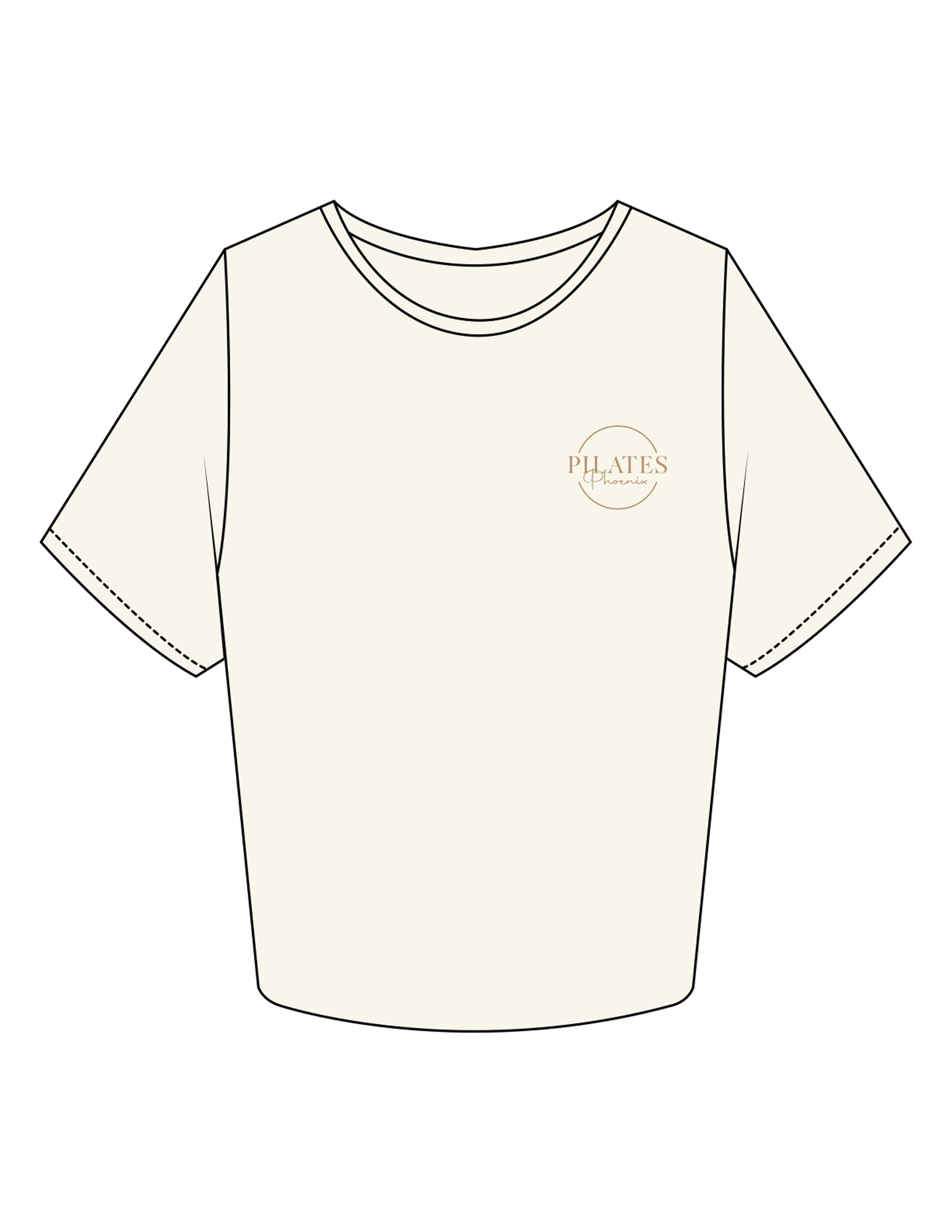 The Crop Tee - Off White - Pilates Phoenix - Left Chest & Back Stacked - Printed - Khaki