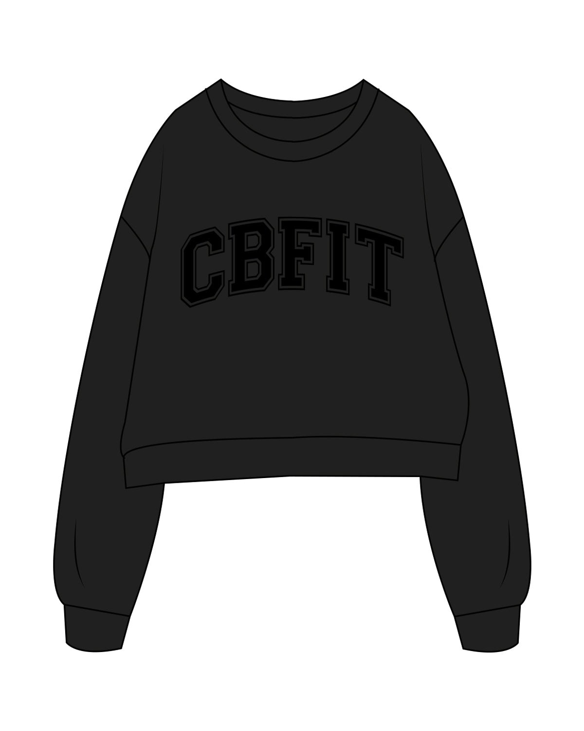 The Oversized Crop - Black - CB Fit - Center Chest - Tone on Tone