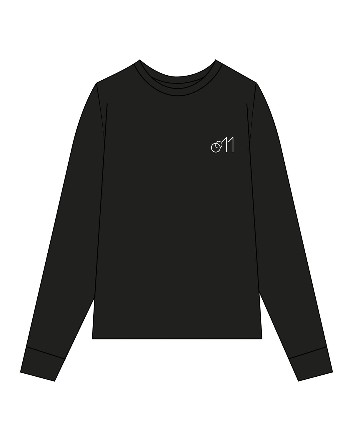 The Womens Oversized Long Sleeve - Black - Studio 11 - Left Chest - Embroidered - White