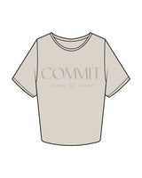 The Crop Tee - Bone - Commit Fitness - Center Chest Stacked - Tone on Tone
