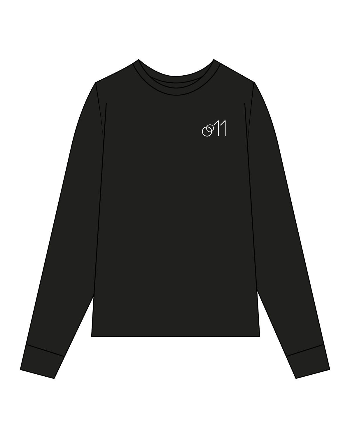 The Womens Long Sleeve - Black - Studio 11 - Left Chest - Embroidered - White