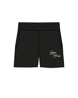 The Womens Sweat Shorts - Black - Lagree House - Left Leg Stacked - White