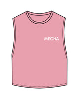 The Crop Muscle Tank - Bubblegum - MECHA - Left Chest & Back Stacked - White