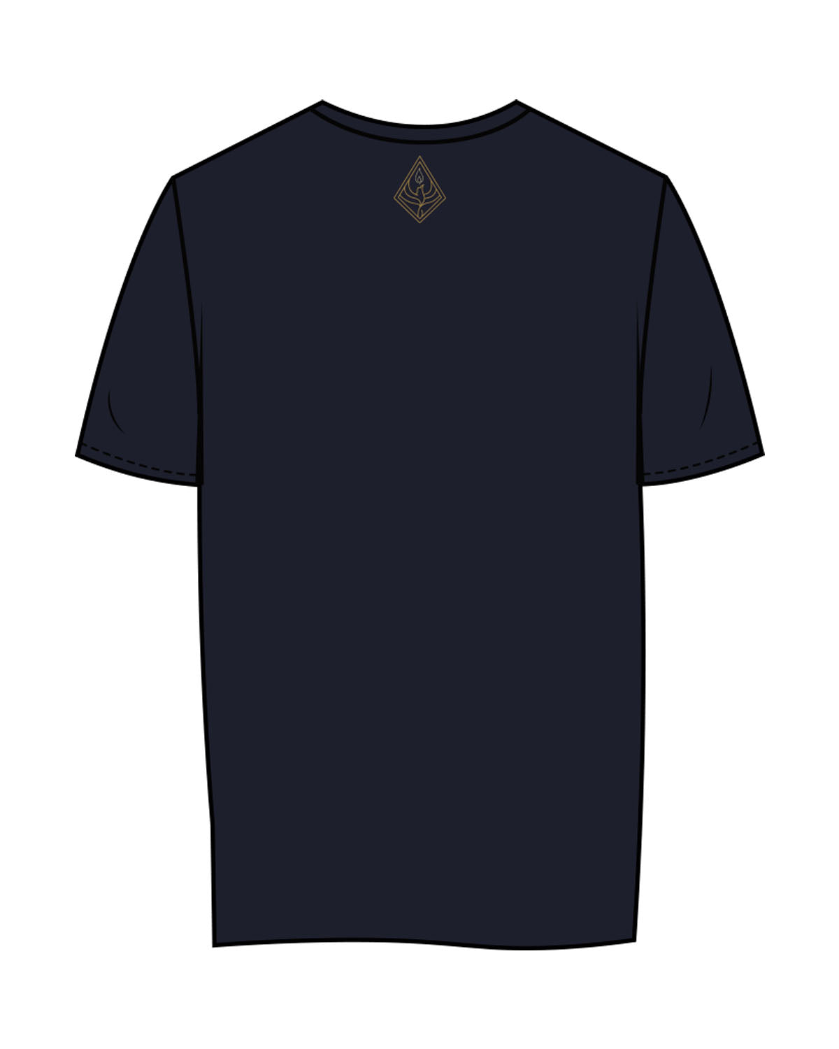 The Womens Tee - Navy - Uprise Hot Yoga - Left Chest Stacked - Back Neckline - Printed - Full Color