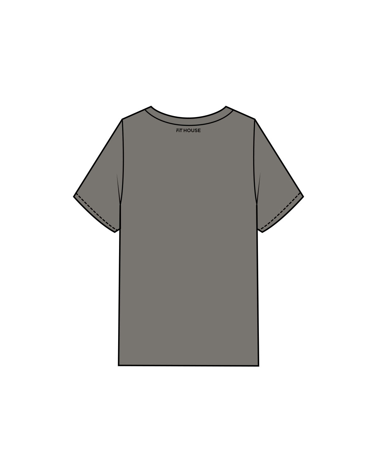 The Womens Heavyweight Tee - Washed Gray - Fit House - Chest Arc Stacked - Back Neckline - Printed - Black