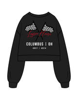 The Womens Crop Crewneck - Black - Lagree House - Left Chest Stacked & Full Back - Full Color