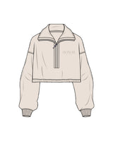 The Suede 1/2 Zip - Latte - Honor Pilates - Left Chest - Embroidered - Tone on Tone