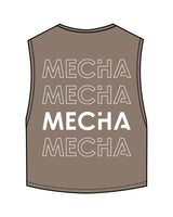 The Crop Muscle Tank - Cacao - MECHA - Left Chest & Back Stacked - White