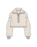 The Suede 1/2 Zip - Latte - Honor Pilates - Right Sleeve - Embroidered - Tone on Tone