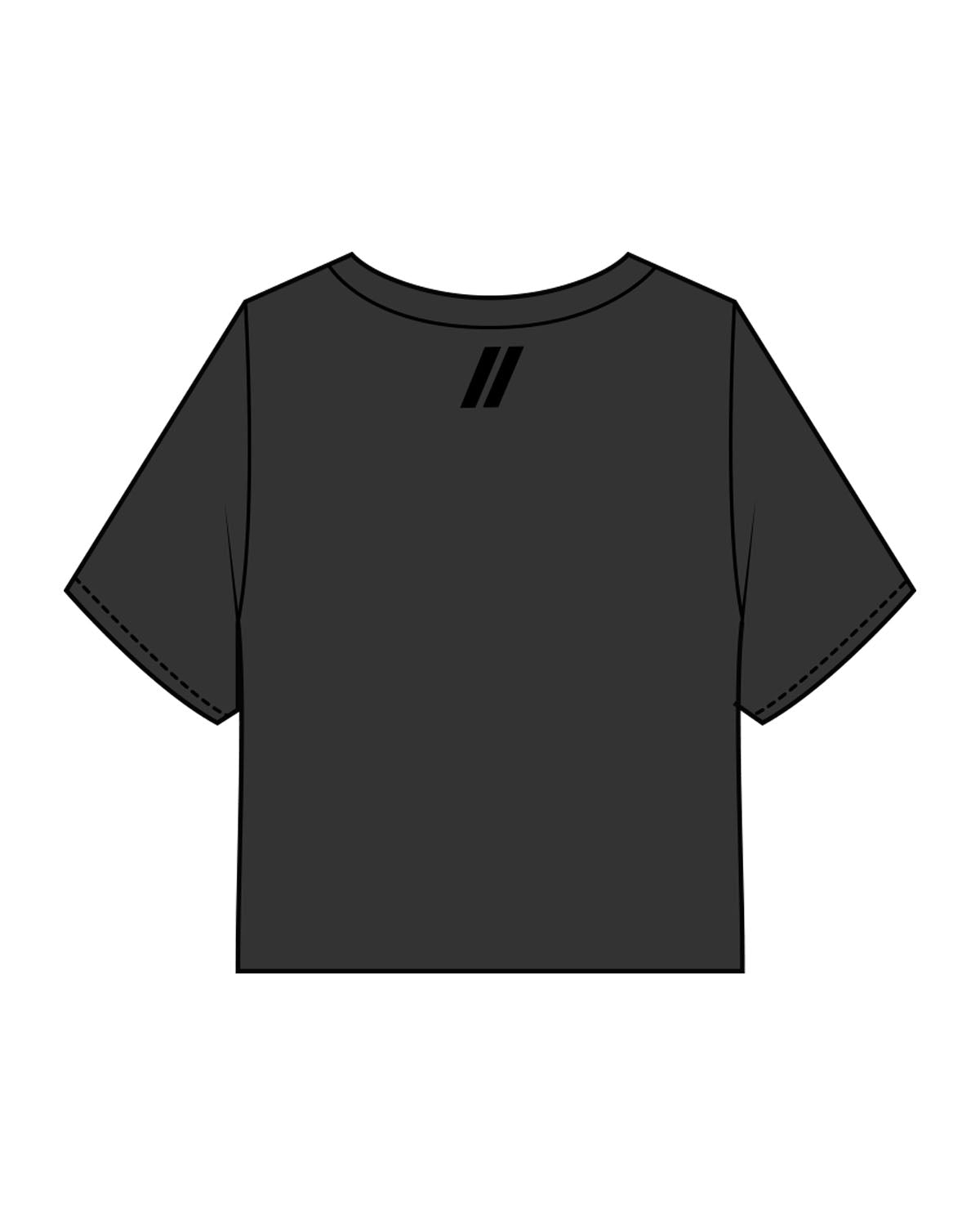 The Heavyweight Crop Tee - Washed Black - Center Chest & Back Neckline - Black
