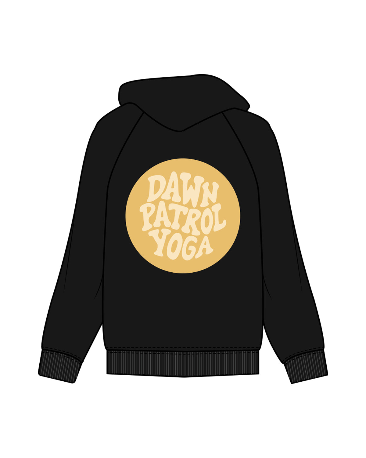 The Womens Hoodie - Black - Dawn Patrol - Left Chest & Back Center - White