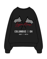 The Womens Crewneck - Black - Lagree House - Left Chest Stacked & Full Back - Flag - Full Color