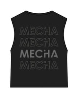 The Womens Classic Crop Tank - Black - MECHA - Center Chest & Back Stack - Charcoal