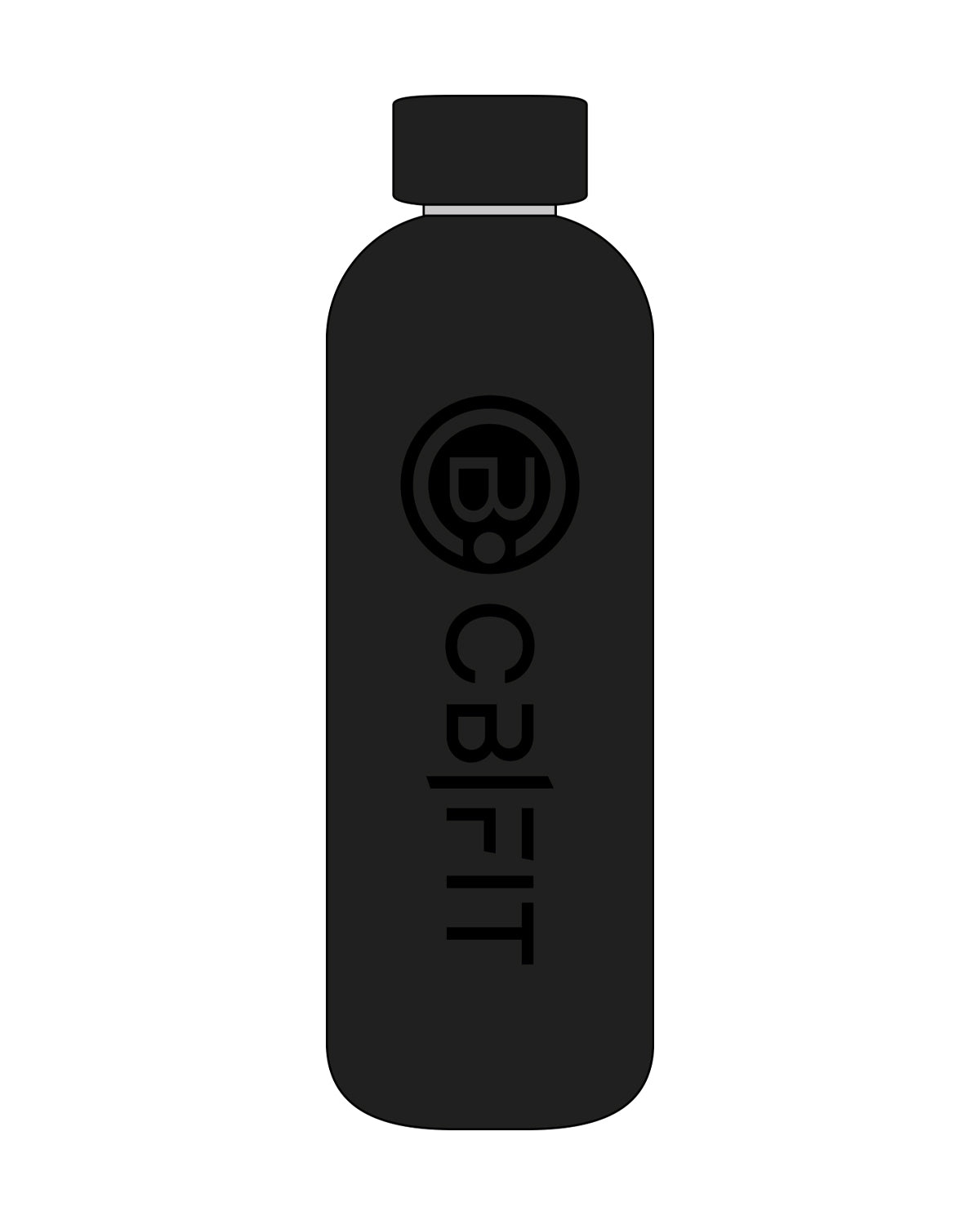 The Water Bottle - Black - CB Fit - Center - Tone on Tone