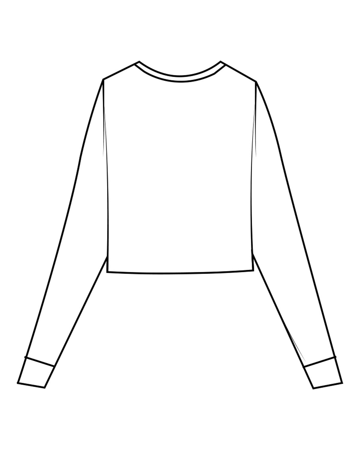 The Micro Rib Crop Long Sleeve - White - Studio 11 - Center Chest - Printed - Black