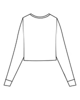The Micro Rib Crop Long Sleeve - White - Studio 11 - Center Chest - Printed - Black