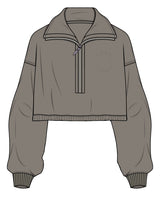 The Suede 1/2 Zip - Fossil - Lagree House - Left Chest - Round - Embroidered - Tone on Tone
