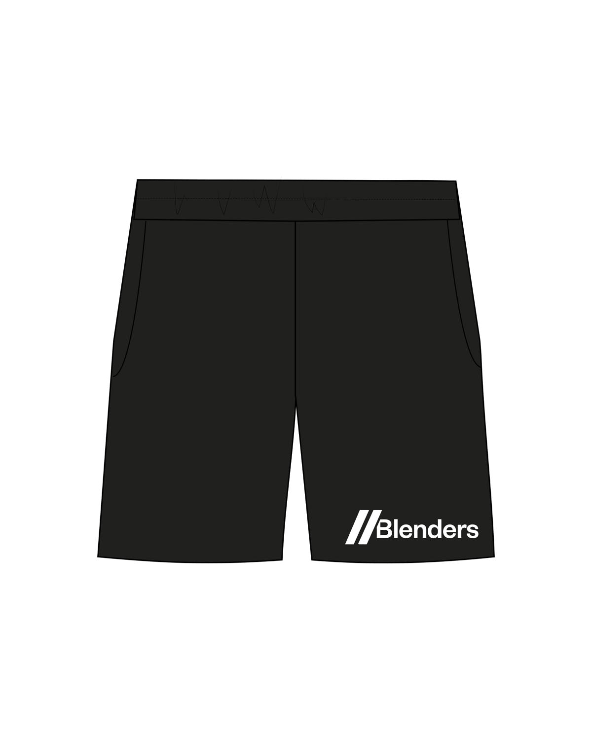 The Mens Sweat Shorts - Black - Blenders - Left Leg - Printed - White