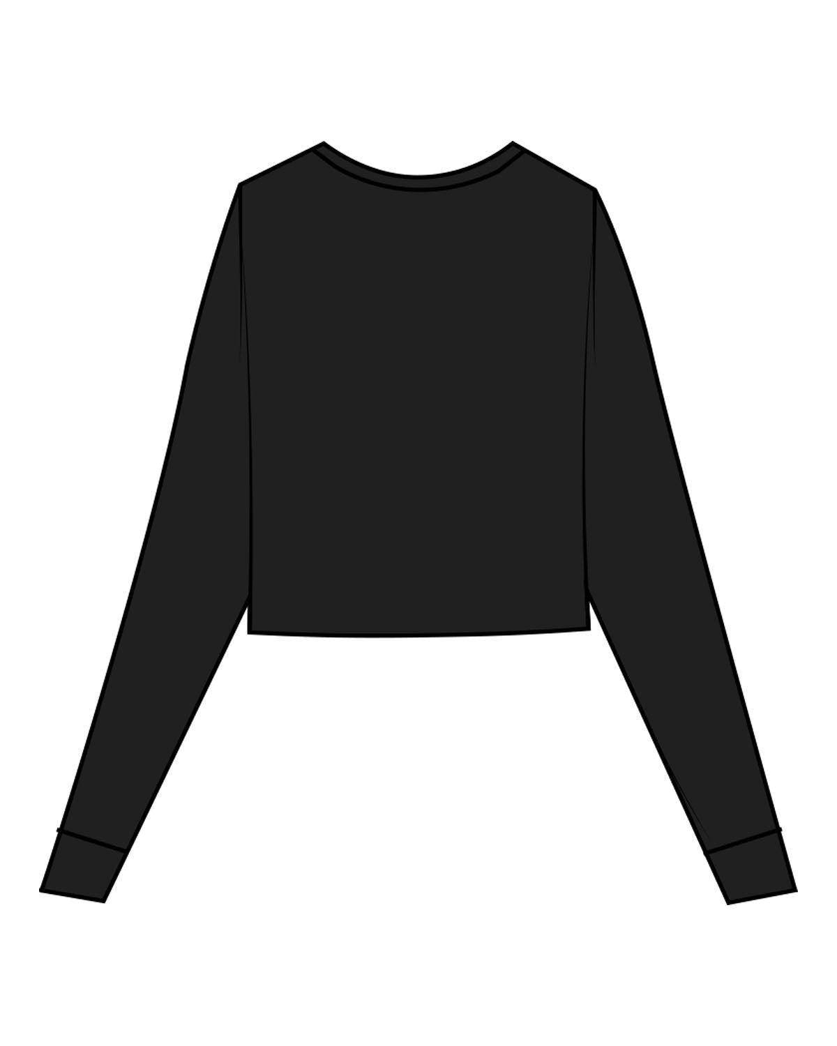 The Micro Rib Crop Long Sleeve - Black - Studio 11 - Left Chest - Printed - White